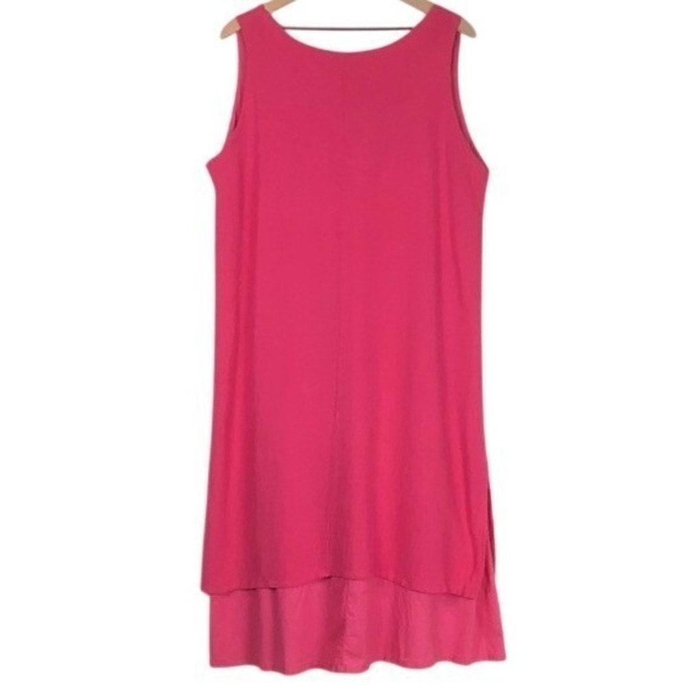 M Made in Italy Layered Sleeveless Shift Dress Sz L Pink V- Neck Lagenlook - Picture 2 of 7